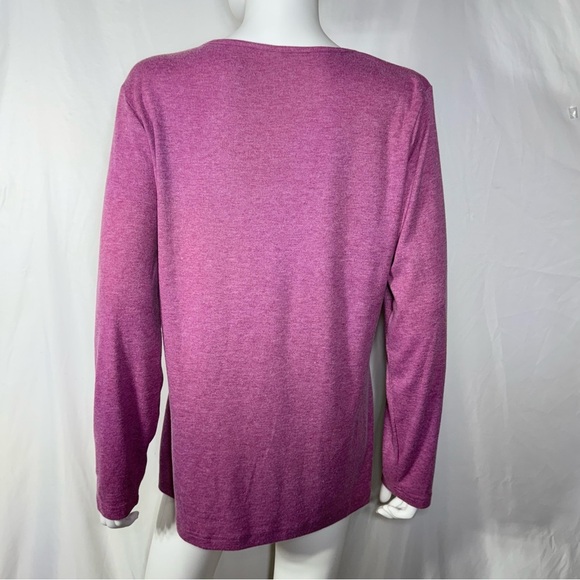 Women's Mauve Long Sleeve V-Neck Top - Picture 3 of 7